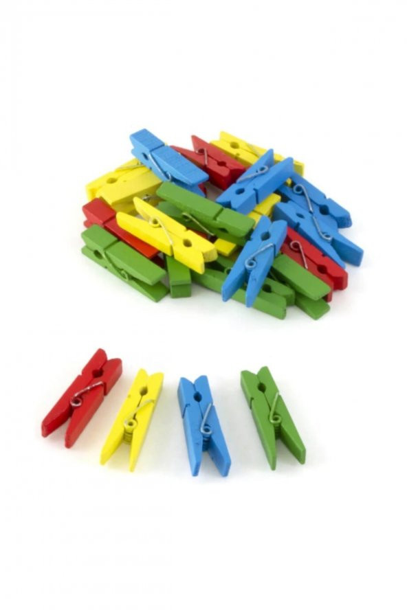 Renkli Küçük Dekorasyon Mandal Takımı 100 Adet - Resim 2