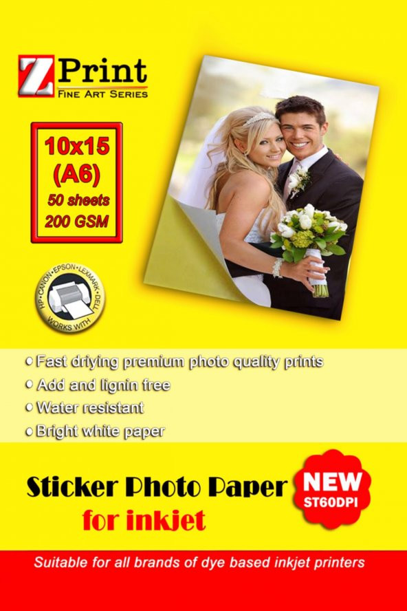 Brother Yazıcılar Için Yapışkanlı Sticker Fotoğraf Kağıdı 10x15 50 Yaprak Parlak 200 Gr ürün görseli 1