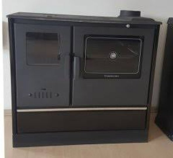 Camlı ateş tuğlalı fırınlı şömine soba uyuyan odun kömür sobası - 3