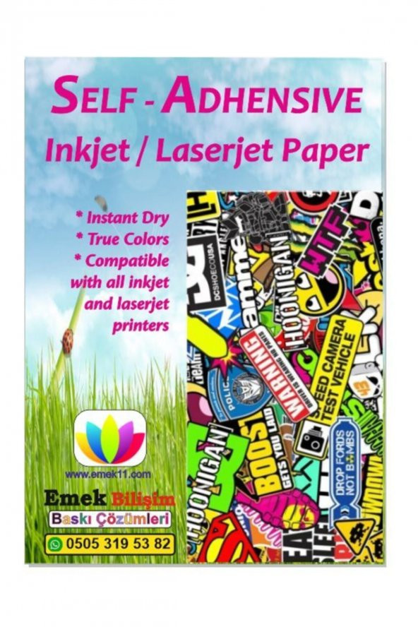 Inkjet ve Laser Yapışkanlı mat (Sticker) Kağıdı 100 Adet A6 - 10x15cm