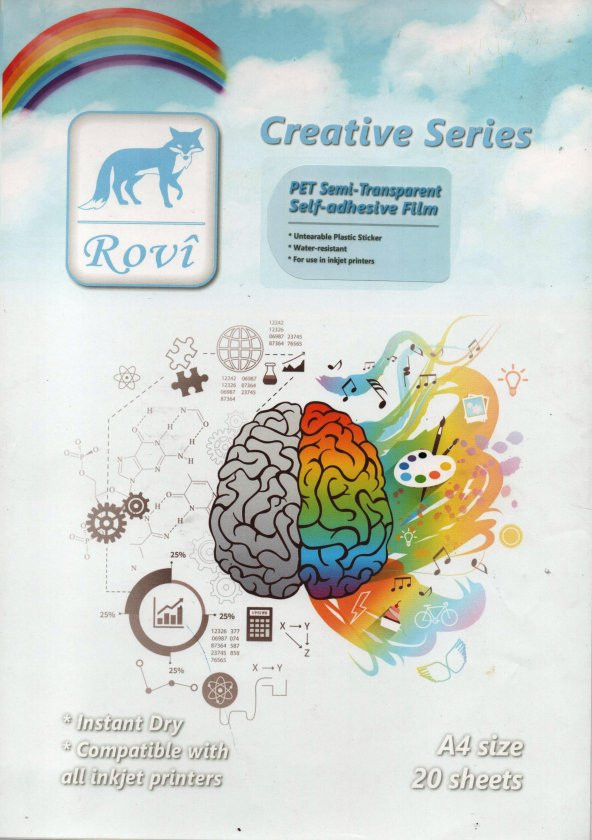 Inkjet için Sticker Yarı Şeffaf Film Etiket Pet -0.08Mm-20 Adet 21 x 30 A4 - Resim 2