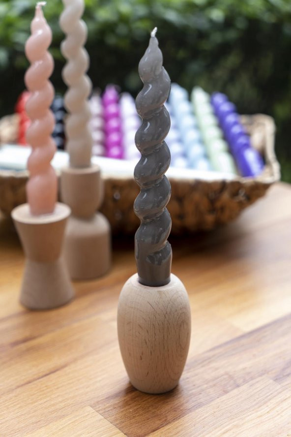 Mart Home Spiral Gri Şamdan Mum