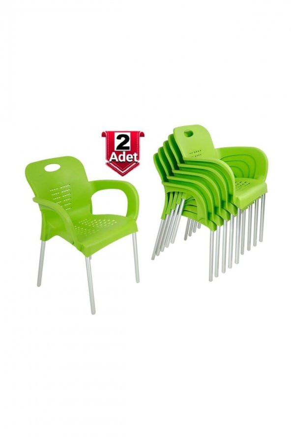 2 Adet Çok Sağlam Plastik Sandalye Yeşil - Günün Fırsatı - Rahat Oturum - Ücretsiz Kargo - 2