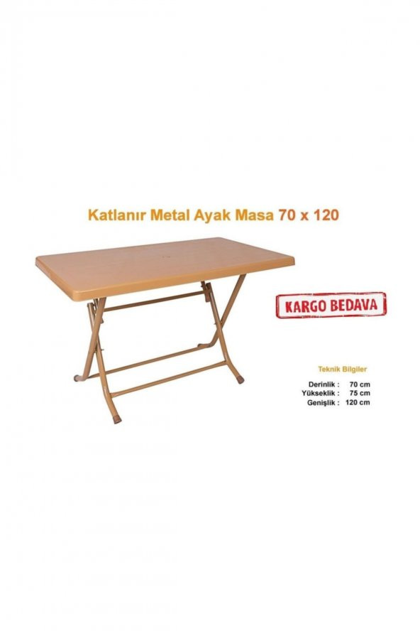 Netbazaars Katlanır Plastik Masa 70x120 Cm Bahçe Ve Balkonlarda Rahat Kullanım - 3