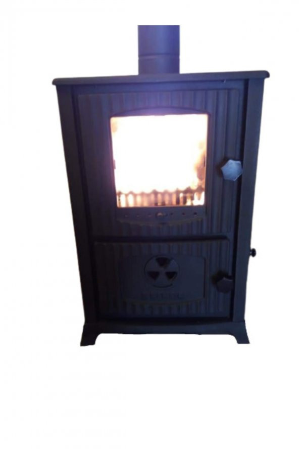 Rekor Asia Mat Siyah Camlı Tuğlalı Şömine Odun Kömür Sobası (tuğla Yanma Haznesi) - 3