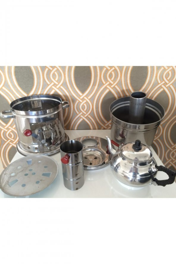 Zarif İş 1.Sınıf Tek Musluklu Demlik Hediyeli Odunlu Kömürlü Semaver Kaynaksız Gövde - 2