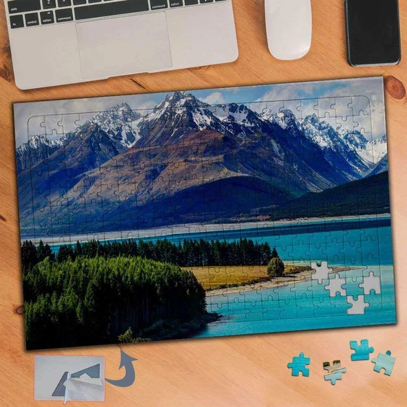 Dağ Manzaraları Mavi Deniz 240 Parça Puzzle Yapboz Tablo-640