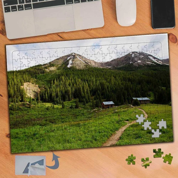 Yeşil Ova ve Dağlar, Doğa 240 Parça Puzzle Yapboz Tablo-579