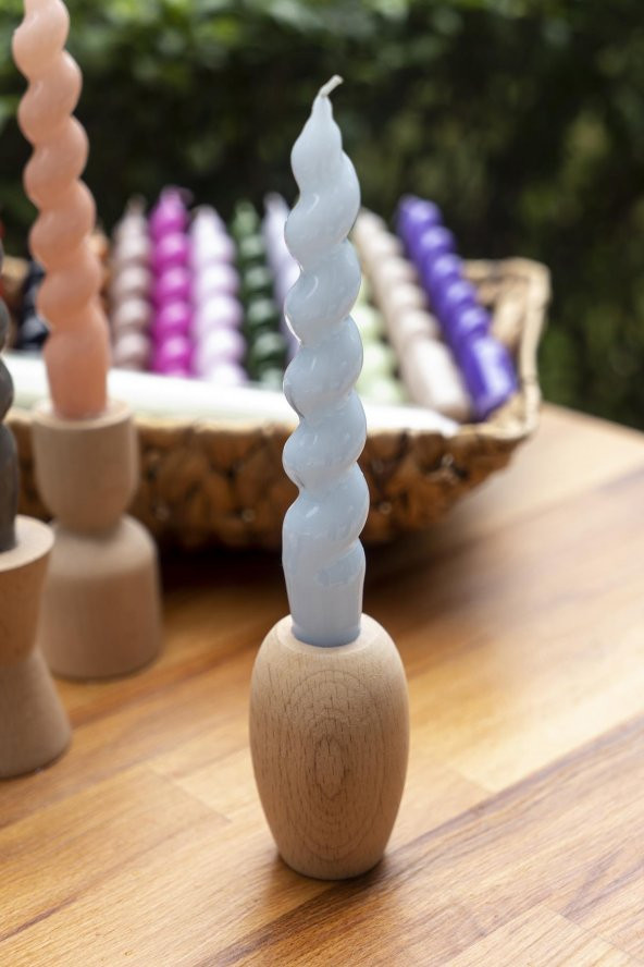 Mart Home Spiral Mavi Şamdan Mum