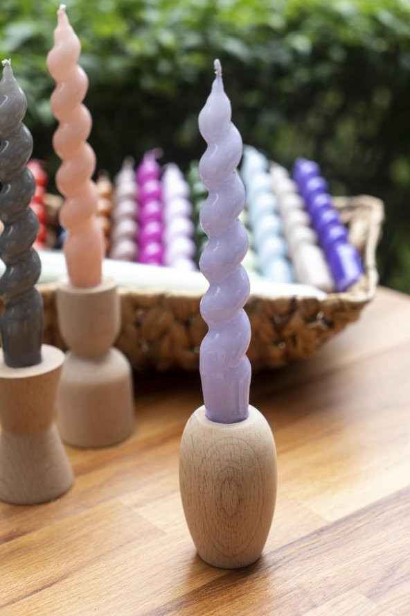 Mart Home Spiral Lila Şamdan Mum