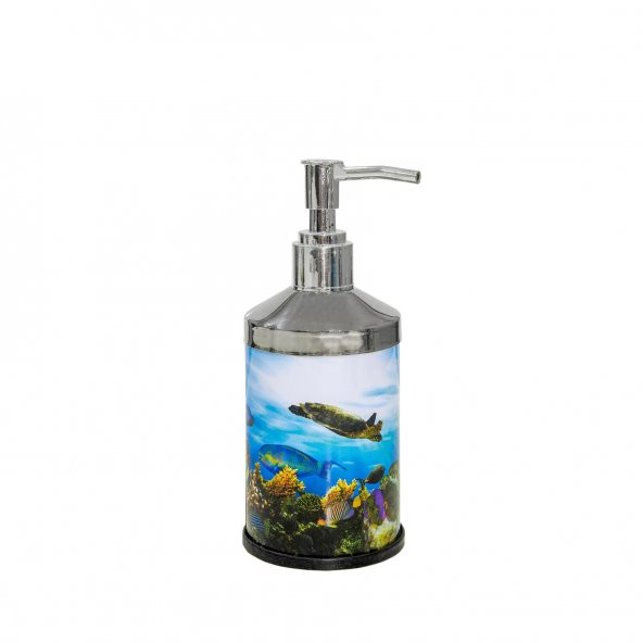 SİLİWAX OKYANUS DESEN-4Lü Set Pedallı Yavaş kapanır Çöp Kovası Wc Klozet Fırça Sabunluk Diş Fırçalık - 5