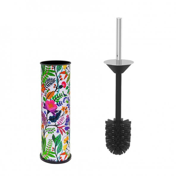 SİLİWAX BAHAR DESEN-4Lü Set Pedallı Yavaş kapanır Çöp Kovası Wc Klozet Fırça Sabunluk Diş Fırçalık - 3
