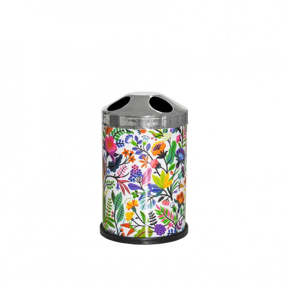 SİLİWAX BAHAR DESEN-4Lü Set Pedallı Yavaş kapanır Çöp Kovası Wc Klozet Fırça Sabunluk Diş Fırçalık - 4