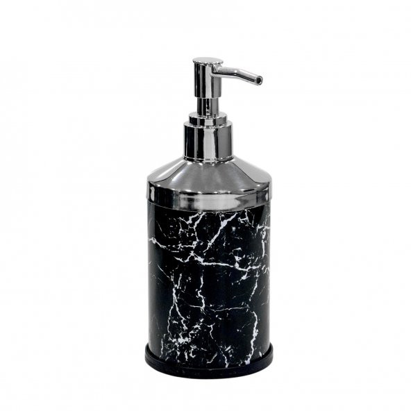 SİLİWAX SİYAH MERMER-4 Lü Set Pedallı Çöp Kovası Wc Klozet Fırça Sabunluk Diş Fırçalık Seti - 5
