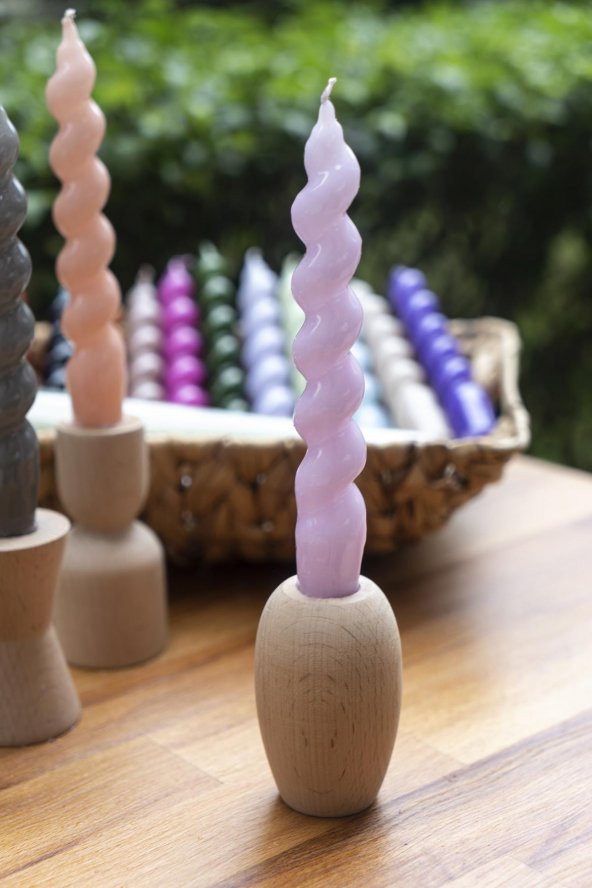 Mart Home Spiral Pembe Şamdan Mum