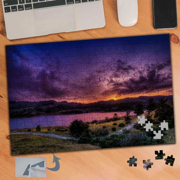 Pembe Gün Batımı, Manzara 240 Parça Puzzle Yapboz Tablo-432
