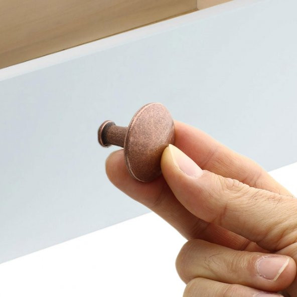Düğme Çekmece Dolap Kapak Kulpu Kulbu Antik Bakır Metal Kulp - 3