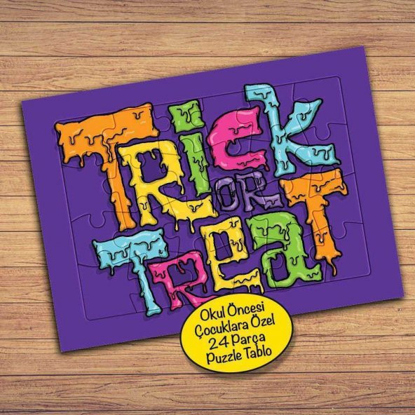 Trick Treat Renkli Yazılı Çocuklara Özel Puzzle Yapboz Tablo-273pz