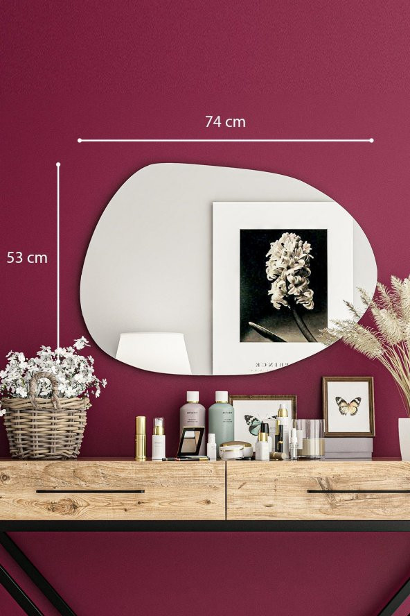 Berry 74x53CM Antre Koridor Dresuar Konsol Şifonyer Duvar Salon Banyo Wc Ofis Yatak Oda Ayna - 4