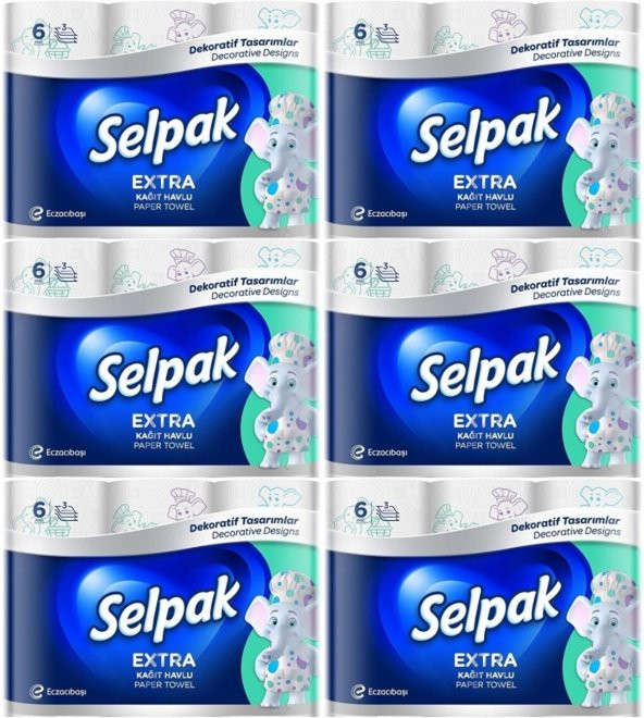 Selpak Kağıt Havlu (3 Katlı) 36 Lı Set Extra Desenli (6PK*6)