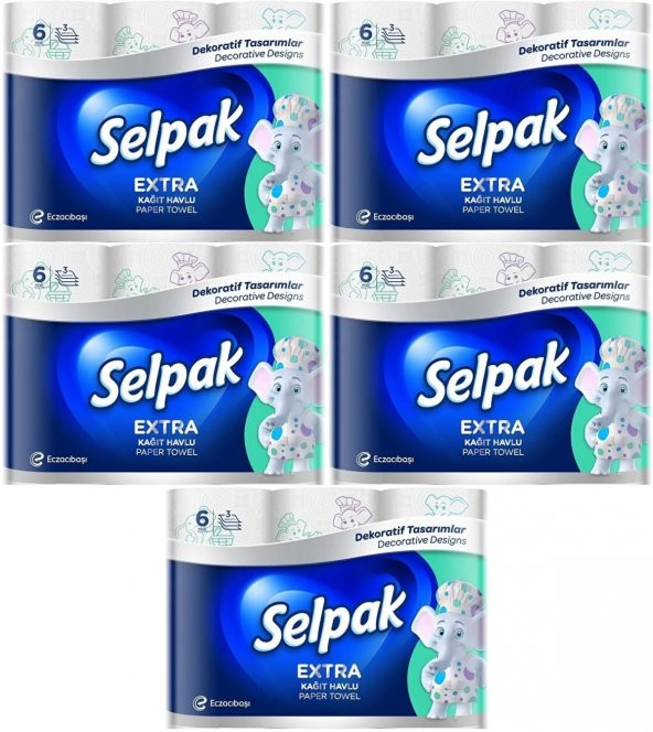 Selpak Kağıt Havlu (3 Katlı) 30 Lu Set Extra Desenli (5PK*6)
