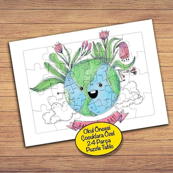 Çiçekli, Neşeli Dünya, Çocuklara Özel Puzzle Yapboz Tablo-114pz