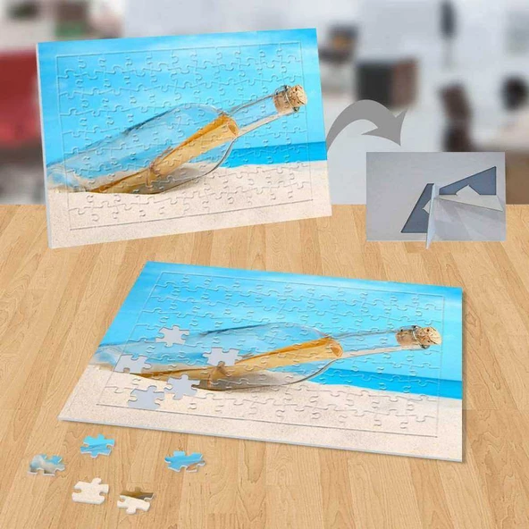 Şişe Dileği, Deniz, Kum 99 Parça Puzzle Yapboz Tablo-18775234
