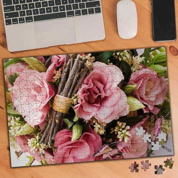 Pembe Güller Hoş Güzel Çiçek 240 Parça Puzzle Yapboz-KS699429