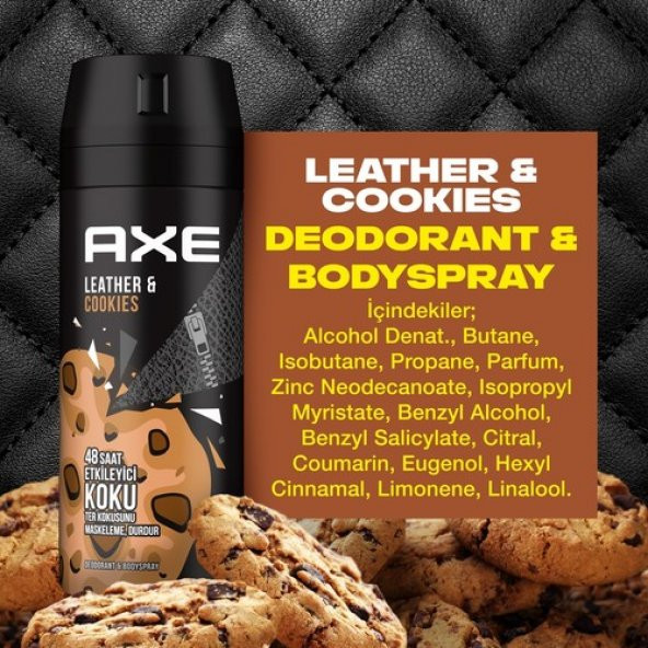 Axe Men Deodorant Leather & Cookies 150 ml - 3 Adet - 4