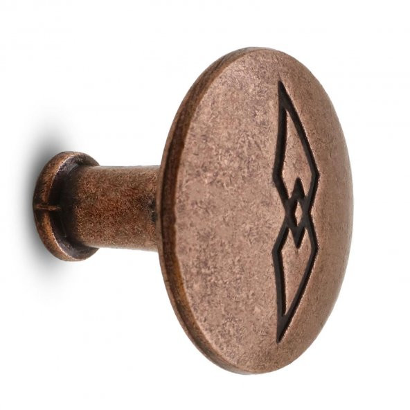 Baklavalı Düğme Çekmece Dolap Kapak Kulpu Antik Bakır Metal Kulp ürün görseli