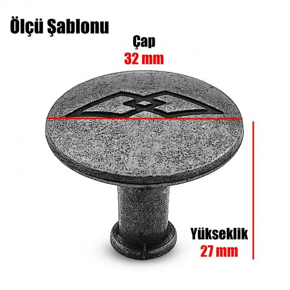 Baklavalı Düğme Çekmece Dolap Kapak Kulpu Antik Bakır Metal Kulp - Resim 4