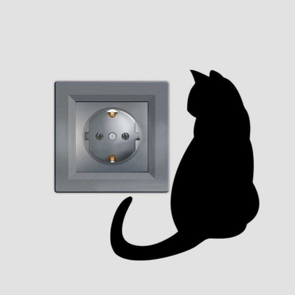 Kedi Priz Sticker Etiket - Beyaz Eşya, Ahşap, Dekorasyon Çıkartma