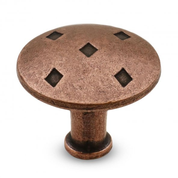 Baklavalı Düğme Çekmece Dolap Kapak Kulpu Antik Bakır Metal Kulp - Resim 2