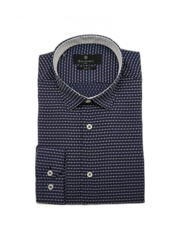 Erkek Gömlek Pamuk Slim Fit G55-00465 UK SL-NAVY