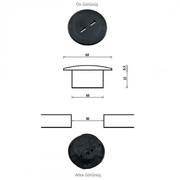 Masa Oturma Grubu için Mini Usb Şarj Cihazı Siyah Adaptör Dahil - 2