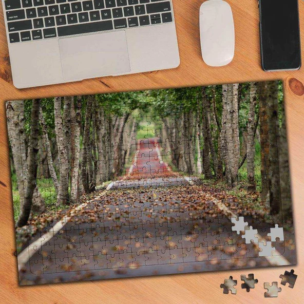 Sonbahar Yapraklı, Ağaçlı Yol 240 Parça Puzzle Yapboz-656969