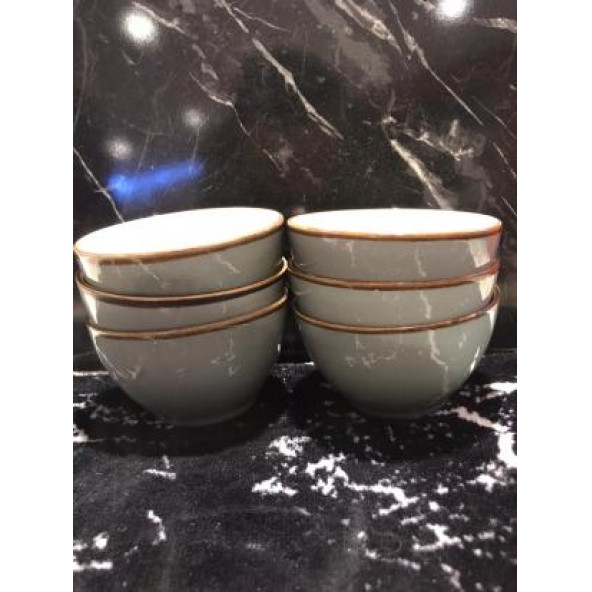 Tulu Porselen Gri Çerezlik Kase 6'lı Set - 3
