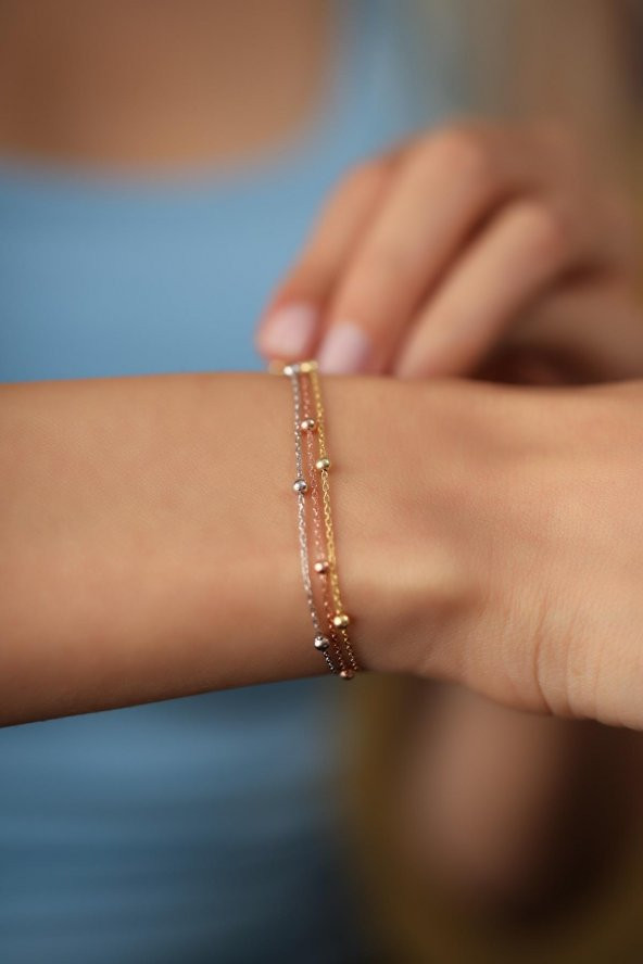 Kadın Üçlü Zincir Top Model Bileklik - 271 ürün görseli 1