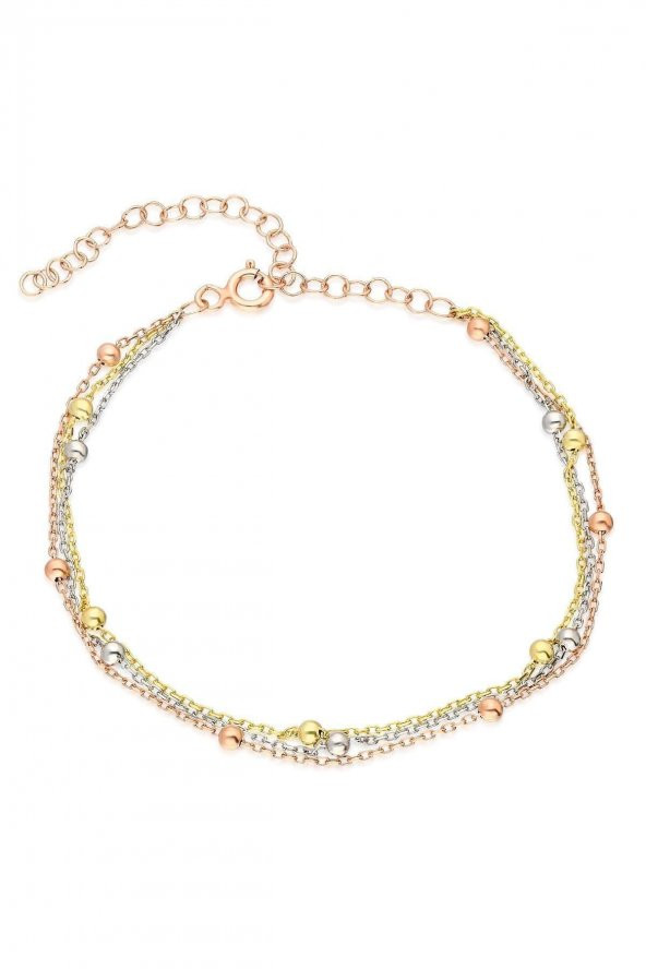 Kadın Üçlü Zincir Top Model Bileklik - 271 - Resim 5