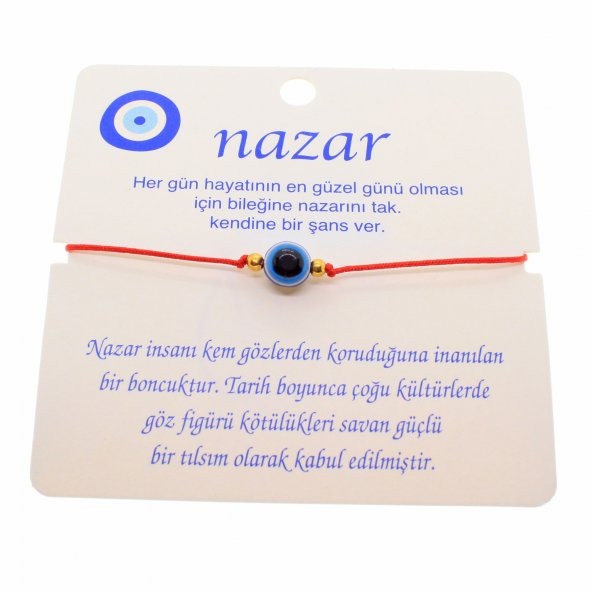 Altın Renk İp Karışık Göz Nazar İp Bileklik - 1808 - 3