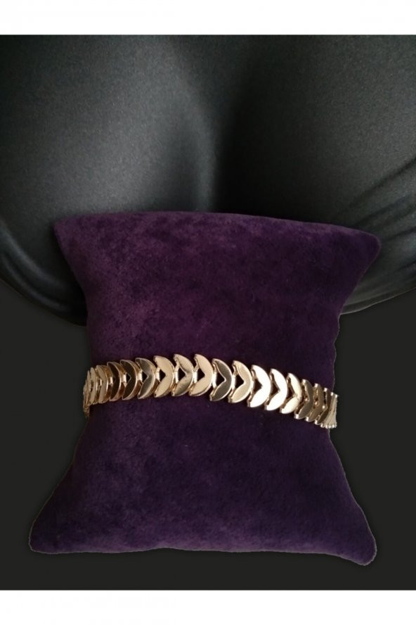 Balık Kılçığı Yassı Gold Kaplama Künye Bileklik Kılçık - 454 - Resim 3