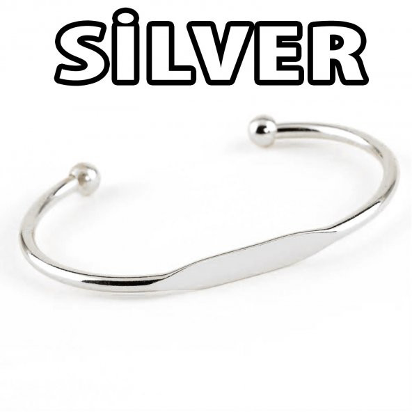 Gümüş  Renk Spotfy Baskısız Bileklik Kelepçe - 1071 - 1