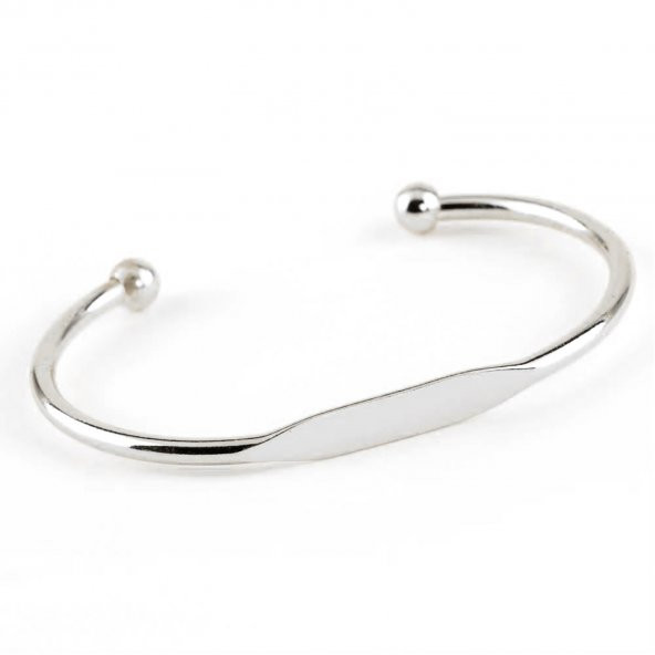 Gümüş  Renk Spotfy Baskısız Bileklik Kelepçe - 1071 - 2