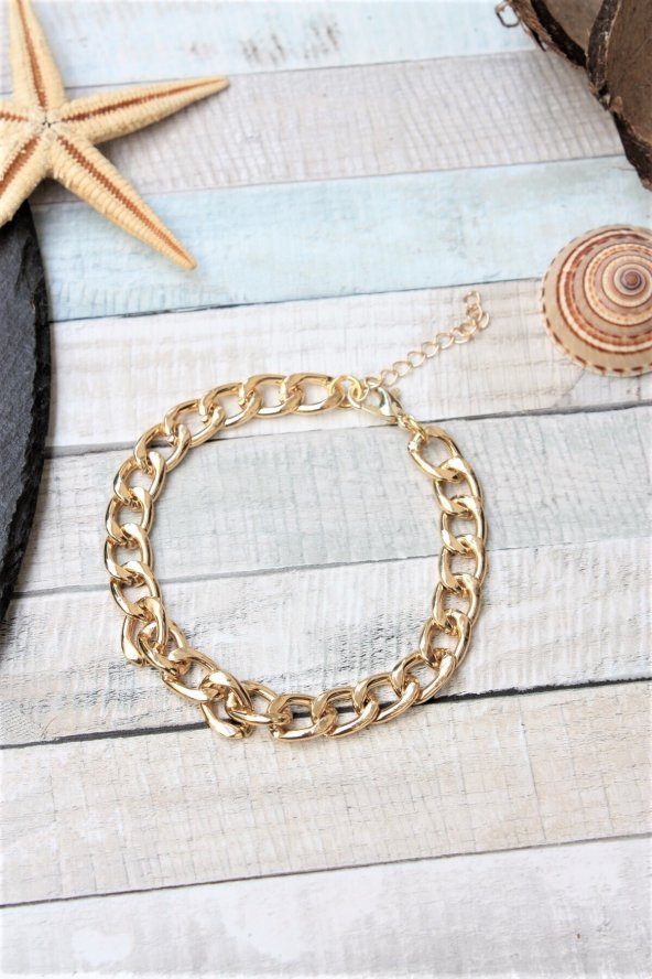 Gold Kaplama Orta Boy Gourmet Zincir Cadena Halhal - 39 - 2