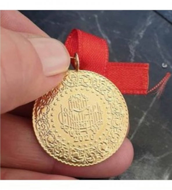 22 Ayar Altın Kaplama Kulplu Tarihli Imitasyon Çeyrek Altın - 201 - 5