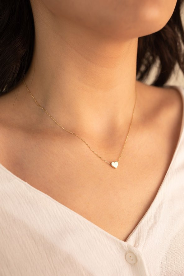 Altın Renk Taşsız Kalp Sf Kolye - 481 - 2