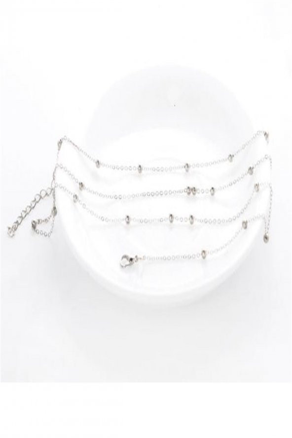 Gümüş Toplu Bel Zinciri Göbek Takısı Trend Vücut Zinciri - 109 - 3