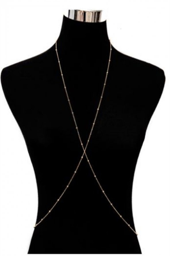 Kadın Mini Top Boncuklu Stylish Vücut Zinciri, Bel Zinciri, Vücut Aksesuarı - Gold - 113 - 2