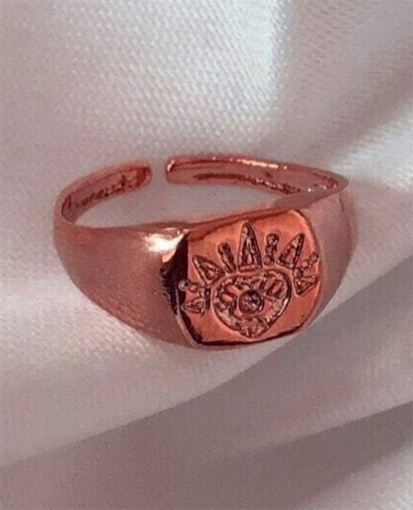Göz Detaylı Minimal Yüzük Rose Renk - 426 - 2