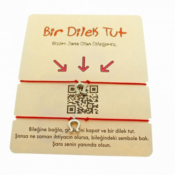 Gümüş Renk Kırmızı İp Nal Arkadaş  Bilekliği - 1861 ürün görseli 1